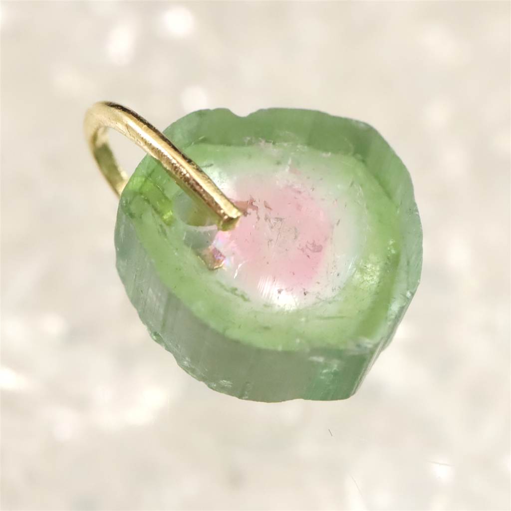 ウォーターメロントルマリン ペンダントトップ K18YG 0.73g (ID:24948