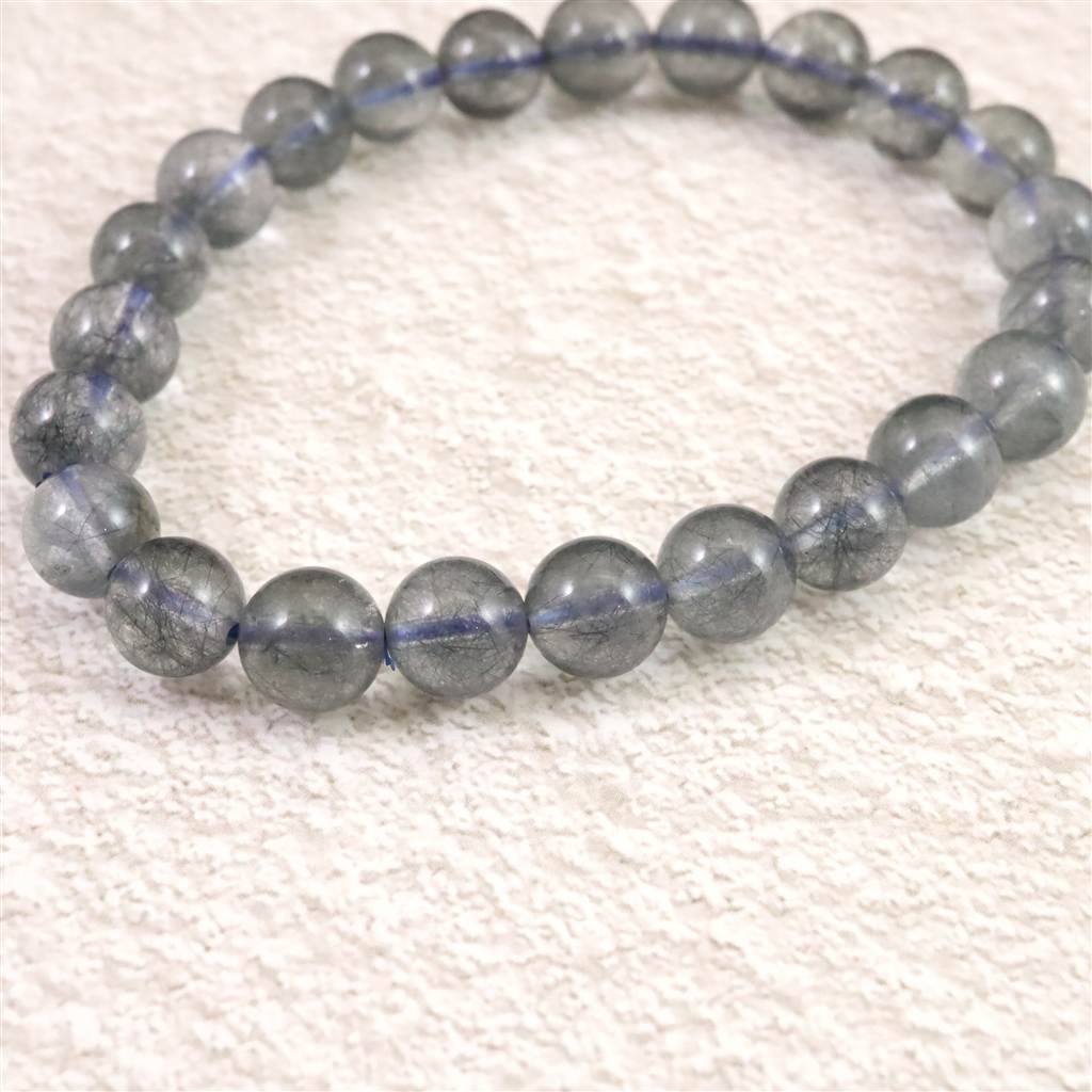 インディゴライト （ブルー トルマリン 入り 水晶） 8mm玉ブレスレット