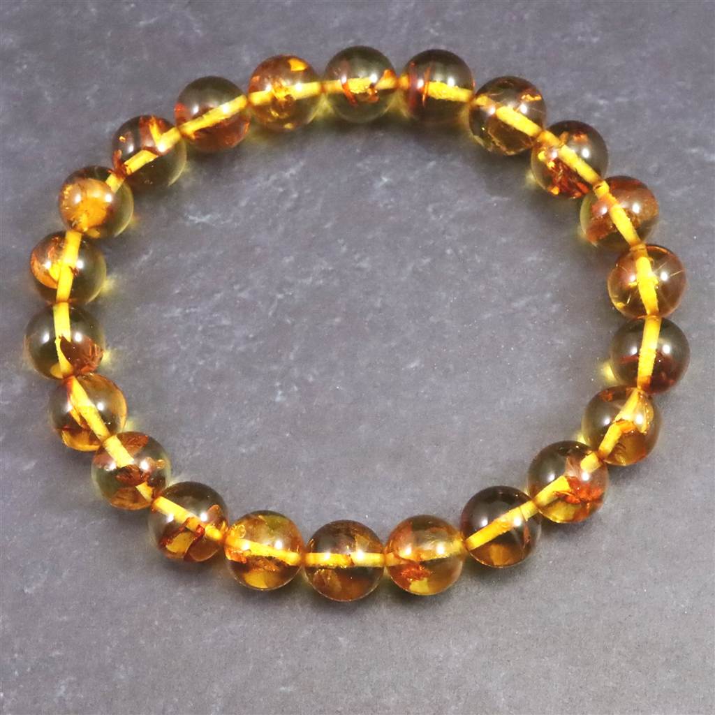 【くんく】天然琥珀バルティックアンバーのゴムブレスレット ︎ミント︎様専用】天然琥珀バルティックアンバーのゴムブレスレット