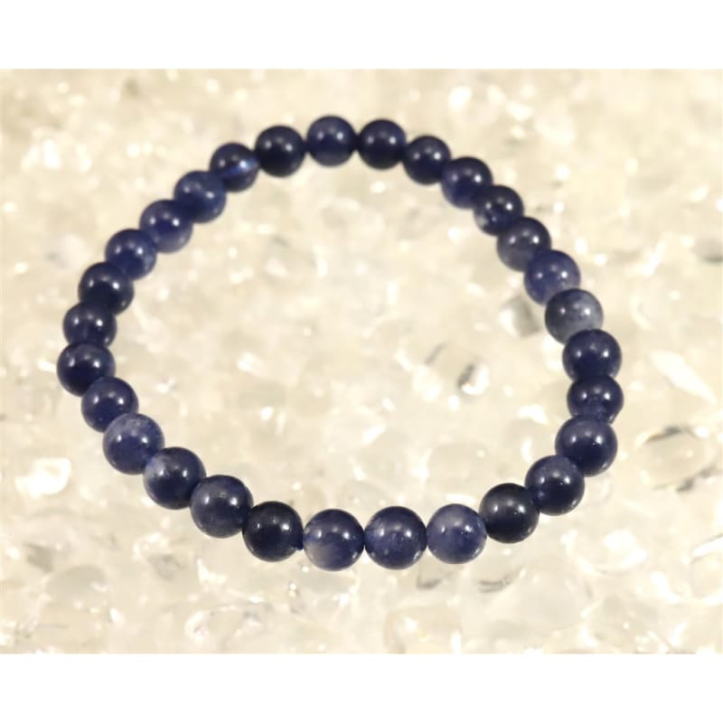 ［新品］デュモルチェライトインクォーツ 6ミリブレスレット デュモルチェライトインクォーツ 6mm玉 ブレスレット 9.8g (ID:17195