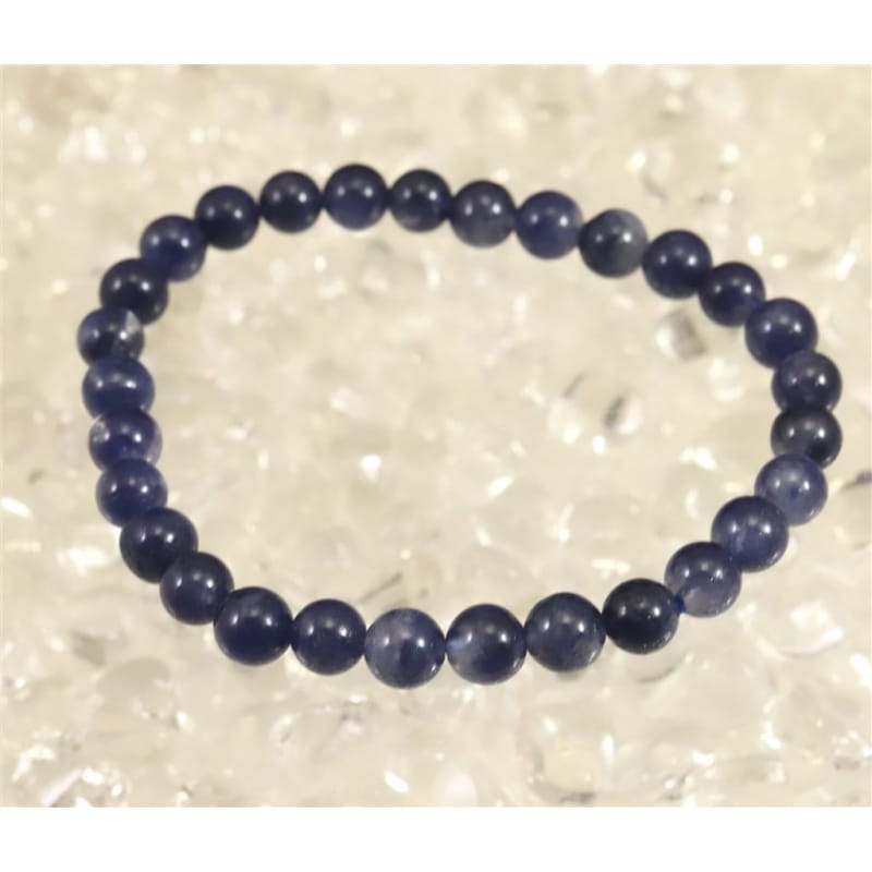 デュモルチェライトインクォーツ 6mm玉 ブレスレット 9.8g (ID:17195