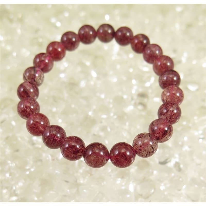 ①ピンクエピドート入り水晶(ポイント) ピンクエピドート入り水晶 8.5mm玉ブレスレット SAグレード 鑑別書付