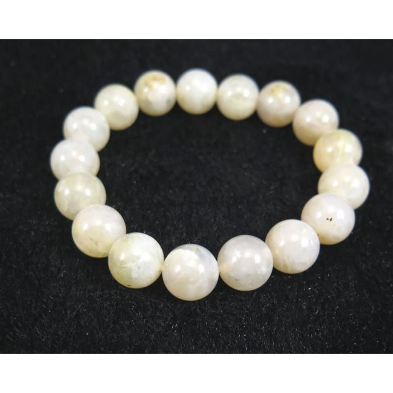 山形県産 玉髄 カルセドニー 12mm玉ブレスレット 証明書付 42.3g (ID