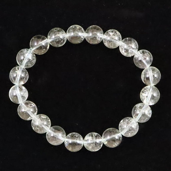 天然非加熱 ゴシェナイト ヒマラヤンベリル　9.5mm玉ブレスレット 26.1g (ID:10090)