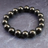 ノーブルシュンガイト  エリートシュンガイト　12mm玉ブレスレット 33.18g (ID:10891)