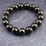 ノーブルシュンガイト  エリートシュンガイト　12mm玉ブレスレット 33.18g (ID:10891)