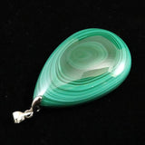 天眼マラカイト 孔雀石 40mmペアシェイプ ペンダントトップ 17.8g (ID:11241)