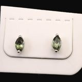 モルダバイト 6mmマーキスカット　ピアス  type.A ディレクトリカード付  (ID:11399)