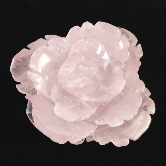 ローズクォーツ 薔薇彫刻置物　93mm  297g (ID:11522)