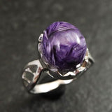 チャロアイト 12X10mmオーバル リング 15号 3.7g (ID:11791)