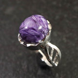 チャロアイト 12X10mmオーバル リング 15号 3.7g (ID:11791)