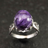 チャロアイト 12X10mmオーバル リング 15号 3.7g (ID:11791)