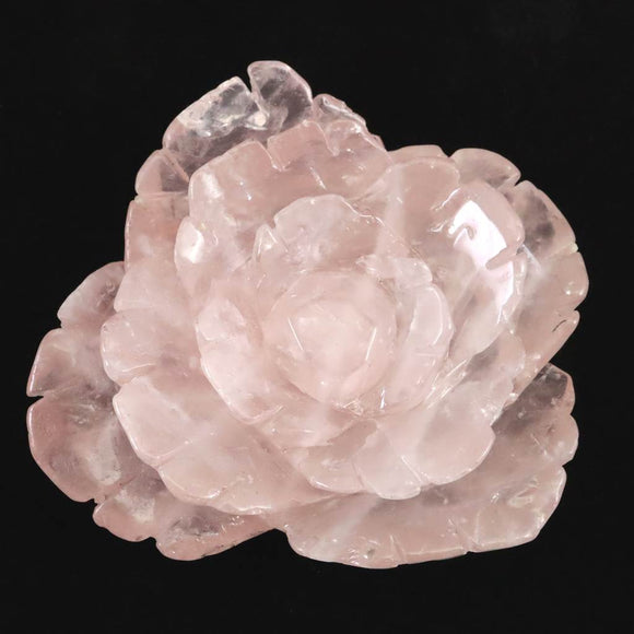 ローズクォーツ 薔薇彫刻置物　104mm  339g (ID:12103)