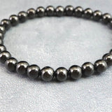 ノーブルシュンガイト  エリートシュンガイト　6mm玉ブレスレット 8.28g (ID:14006)