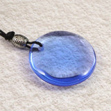 H&E社 シベリアンブルークォーツ　ディスク型タンブル コード ペンダント 8.4g (ID:15078)