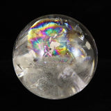 ブラジル産 天然水晶  70mmスフィア 丸玉 レインボー アイリスクォーツ 台付 483g (ID:15795)