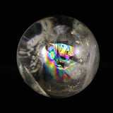 ブラジル産 天然水晶  70mmスフィア 丸玉 レインボー アイリスクォーツ 台付 483g (ID:15795)