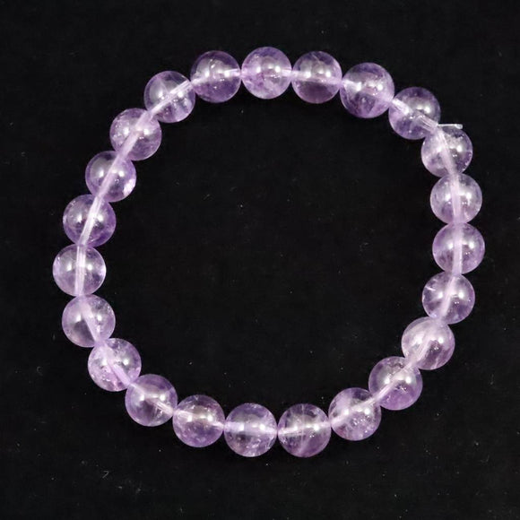 ボリビア産 ラベンダー アメジスト エレスチャル 8mm玉 ブレスレット 17.20g (ID:15994)