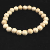 ホワイトドラゴンアイ ウッドビーズ 8mm玉ブレスレット 証明書付 4.25g (ID:16454)