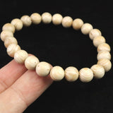 ホワイトドラゴンアイ ウッドビーズ 8mm玉ブレスレット 証明書付 4.25g (ID:16454)