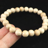 ホワイトドラゴンアイ ウッドビーズ 8mm玉ブレスレット 証明書付 4.25g (ID:16454)