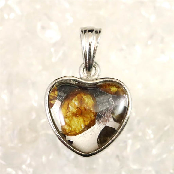 ロシア産　パラサイト隕石　12mmハート　ペンダントトップ 2.59g (ID:16751)