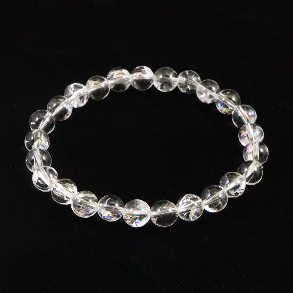 ヒマラヤ水晶 アイリスクォーツ 8ミリ玉ブレスレット 18.8g (ID:16789