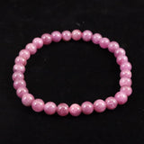 天然ルビー 蛍光  6mm玉 ブレスレット 14.2g　 (ID:17875)