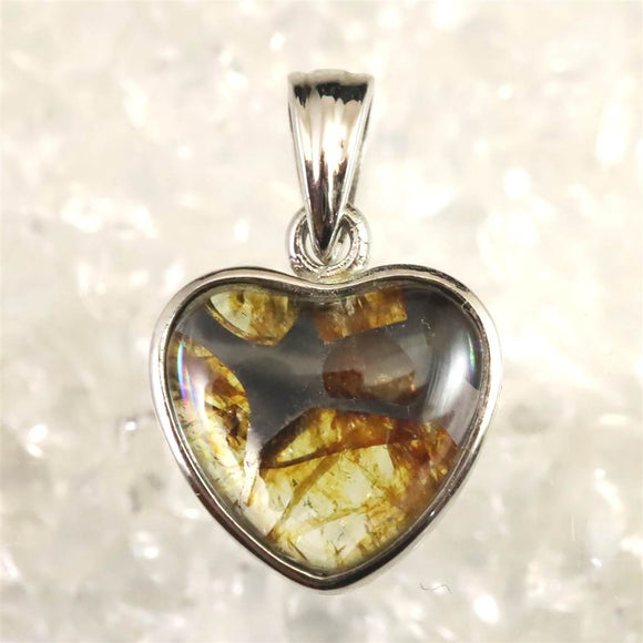 ロシア産　パラサイト隕石　12mmハート　ペンダントトップ 2.42g (ID:18243)