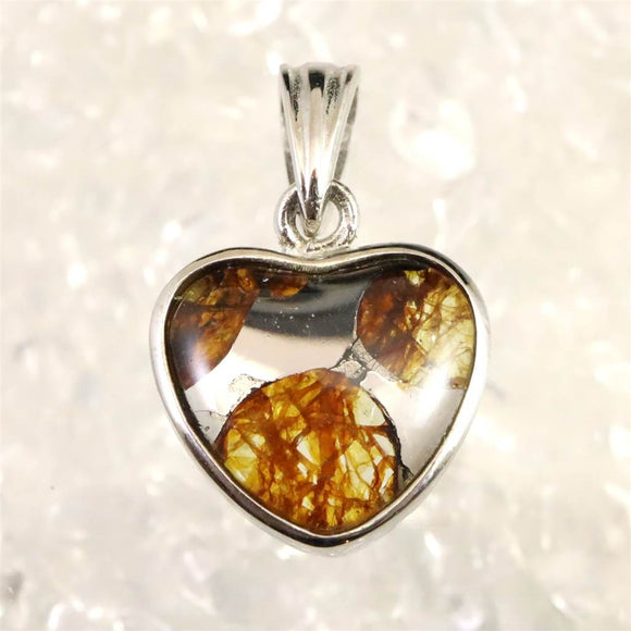 ロシア産　パラサイト隕石　12mmハート　ペンダントトップ 2.46g (ID:18307)