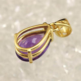 アメジスト 12ｍｍペアシェイプ型　ペンダントトップ 18KGP 1.51g (ID:18630)