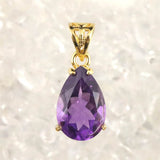 アメジスト 12ｍｍペアシェイプ型　ペンダントトップ 18KGP 1.51g (ID:18630)