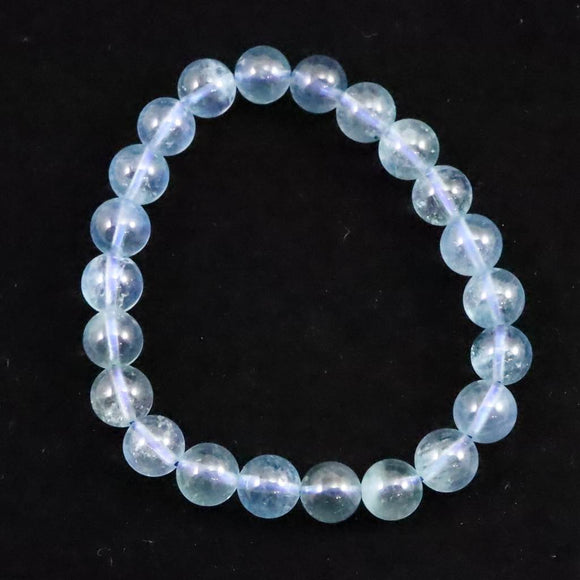 ブラジル産 アクアマリン AA+グレード 8.5mm玉ブレスレット 20.3g (ID:18818)
