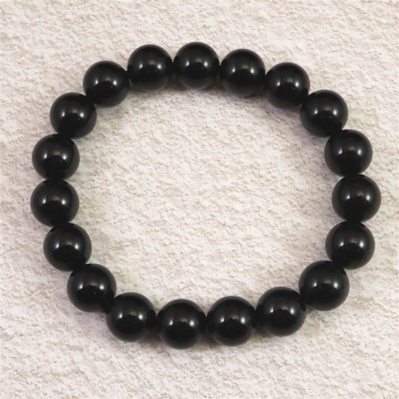 チベット産 天然モリオン水晶 4A  10mm玉 ブレスレット 30.7g (ID:19002)