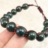 島根県 出雲石 10mm玉 SA 紐網ブレスレット ディレクトリーカード付 20.5g (ID:19599)