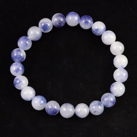 デュモルチェライトインクォーツ 8.5mm玉　ブレスレット 19.3g (ID:19922)