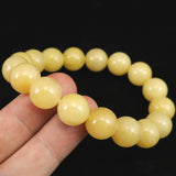 H&E社 サチャロカイエローアゼツライト（AZOZEO) 12mm玉ブレスレット 証明書付 44.8g (ID:20116)