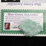 H&E社　ブルーグリーン アゼツライト（AZOZEO)　原石 証明書付 9.3g (ID:20279)
