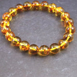 天然琥珀 バルティックアンバー  9mm玉ブレスレット 9.4g (ID:20491)