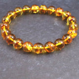 天然琥珀 バルティックアンバー  9mm玉ブレスレット 9.4g (ID:20491)