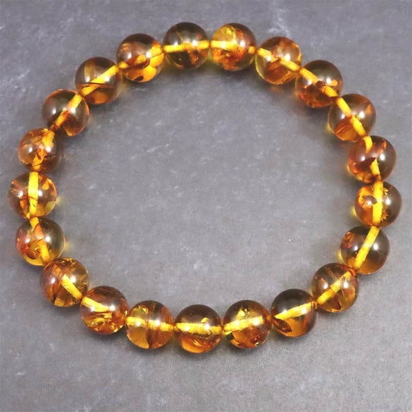 天然琥珀 バルティックアンバー 9mm玉ブレスレット 9.4g (ID:20491