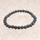 富士溶岩石 気泡なし 6mm玉ブレスレット 証明書付 10.6g (ID:20501)