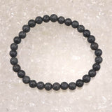 富士溶岩石 気泡なし 6mm玉ブレスレット 証明書付 10.6g (ID:20501)