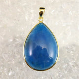 ブルーアパタイト AAA  28mmペアシェイプ ペンダントトップ 18KGP  9.1g (ID:21704)