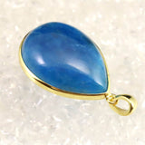 ブルーアパタイト AAA  28mmペアシェイプ ペンダントトップ 18KGP  9.1g (ID:21704)