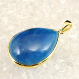 ブルーアパタイト AAA  28mmペアシェイプ ペンダントトップ 18KGP  9.1g (ID:21704)