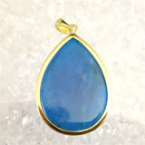 ブルーアパタイト AAA  28mmペアシェイプ ペンダントトップ 18KGP  9.1g (ID:21704)