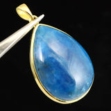 ブルーアパタイト AAA  28mmペアシェイプ ペンダントトップ 18KGP  9.1g (ID:21704)