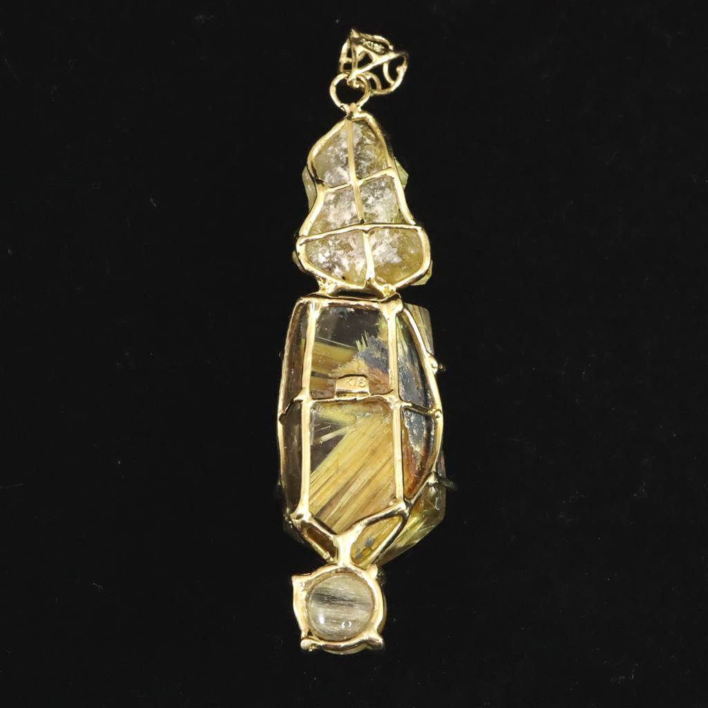 タイチン＆ゴールドルチルクォーツ ペンダントトップ K18YG 15.91g (ID