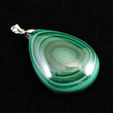 天眼マラカイト 孔雀石 36mmペアシェイプ ペンダントトップ 16.9g (ID:22275)